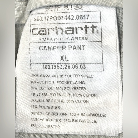 Carhartt WIP Camper Pant, Black Stone Washed, with 6 Pockets, Size XL - Picture 11 of 14